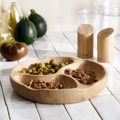 BAMBOU | bamboo platter with three compartments | 25 cm | 958391