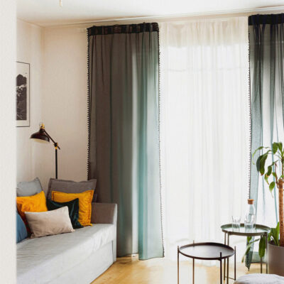 Curtain dress | ADI | green with pompoms | 140x250 cm | 985236