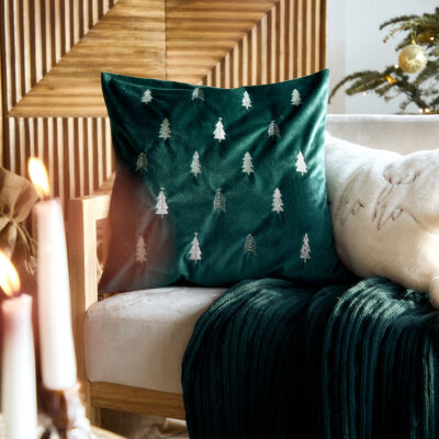 Pillowcase | ARBA | in gold Christmas trees green | 45x45 cm | XM22 805702