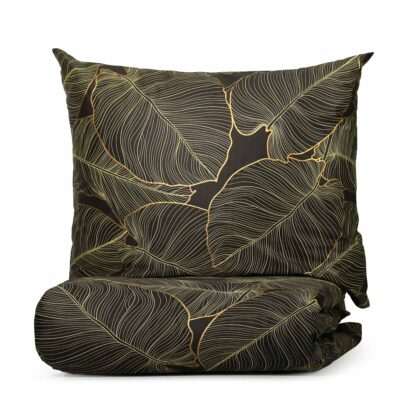 Bedding | GALLO | satin in black leaves | 160x200 cm | SS23 811963