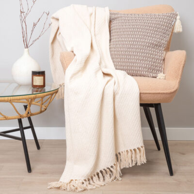 Blanket | MORRIS | ecru with fringe | 130x170 cm | SS23 381271