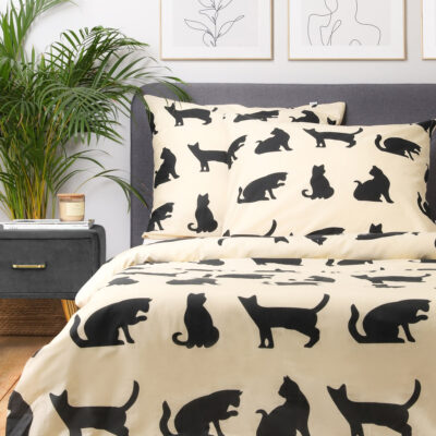 Bedding | POES | cotton beige with cats | 220x200 cm | SS23 826103