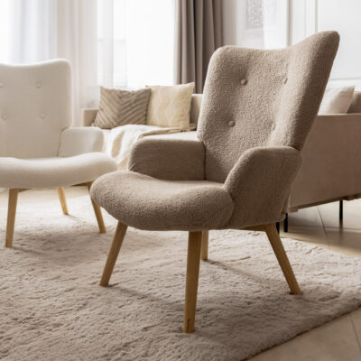 Armchair | MOSS | in fabric TEDDY BOUCLĂ‰ beige | 70x95 cm | ALL 828527
