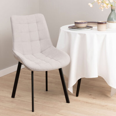 Chair | COLIN | in fabric light grey | 53x51x83 cm | ALL 834009