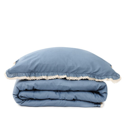 Bedding | MOISES | cotton blue with lace PREMIUM | 160x200 cm | SS23 843704