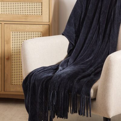 Blanket | CHENILLE | chenille navy blue | 130x170 cm | 856025