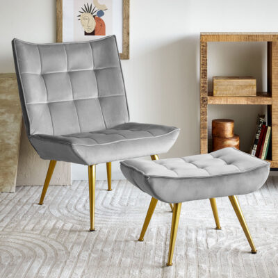 Armchair | VINNIS | with footrest grey | 96x69x82 cm | 856681