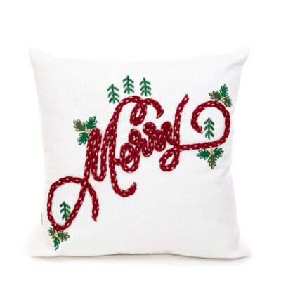 Pillowcase | MERRY | beige with embroidered message | 45x45 cm | 862767