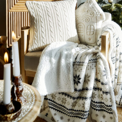 CRIMI | Праздничное бежевое одеяло с шерпой | 150x200 см | 866130