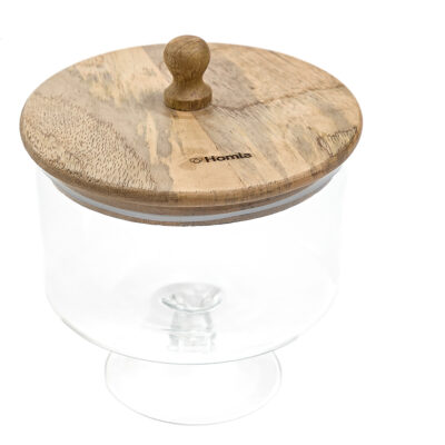 Блюдо | WOOD COLONY | стекло на ножке M | 18x16 см | 886732