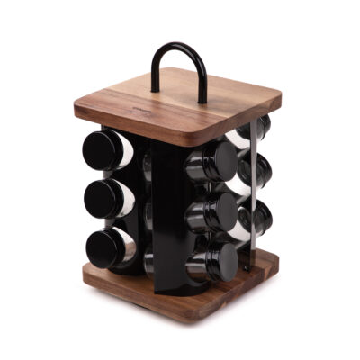 Spice rack set | LENNE | on swivel stand with handle, 12 jars | 28x16x16 cm | 892832