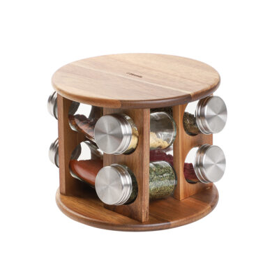 Spice set | MOOKA | on acacia stand 8 jars | 15x19 cm | 898377