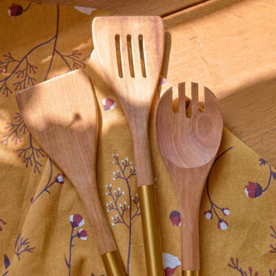 Set of utensils | MOOKA | acacia with gold tip | 3 pcs | 707865