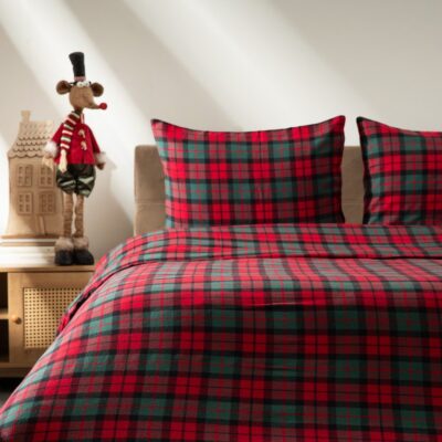 Duvet | TARTAN | red checked flannel | 220x200 + 2*50x60 cm | 708473