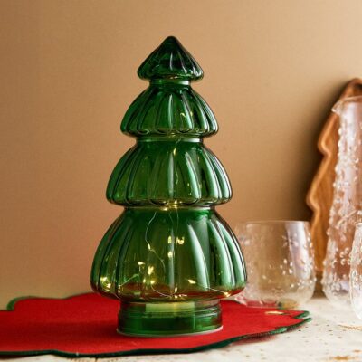 LED lantern | LAPLAND | green in the shape of a Christmas tree | 15x28 cm | 712388