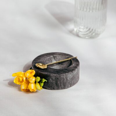 Marble container | MARBLE | marble with spoon | 10.5x4 cm | 724282