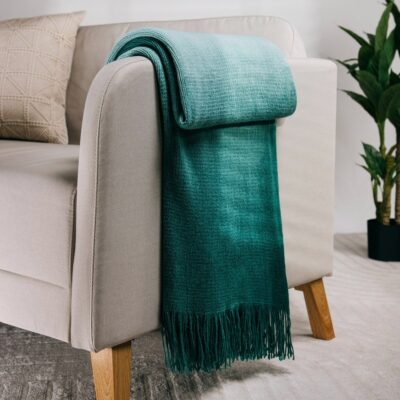 Blanket | FINNS | ombre soft turquoise with fringes | 130x170 cm | 727917