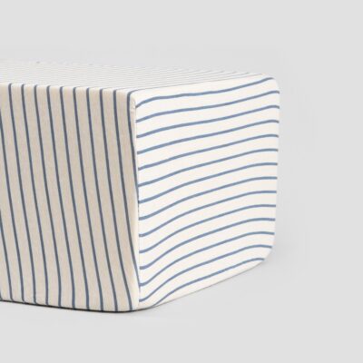 RANDER | Простыня из трикотажа в бежевую и голубую полоску | 90x200 см | 740848