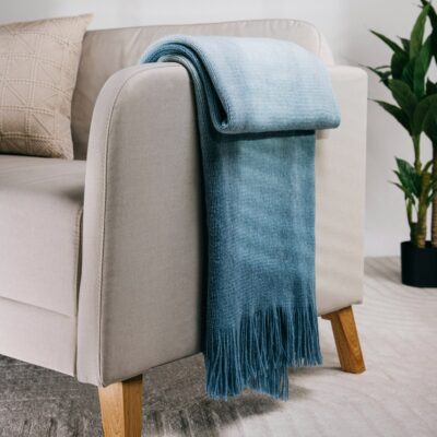 Blanket | FINNS | ombre soft blue with fringe | 130x170 | 745300