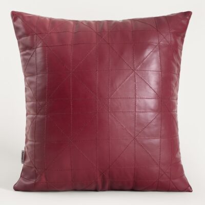 Pillowcase | GAVA | eco leather with decorative stitching burgundy | 45x45cm | 749476