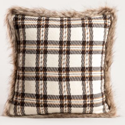 Pillowcase | ABEDO | checked with fur trim | 45x45cm | 749537