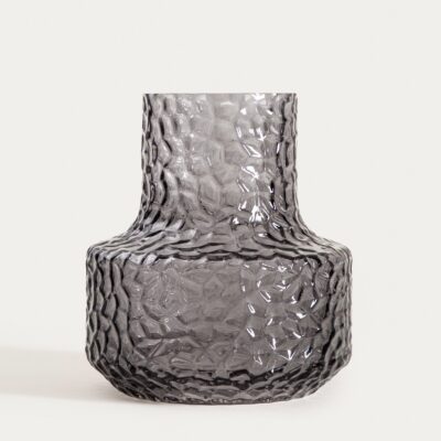 Vase | LOMEN | hammered glass grey | 15x18 cm | 750229