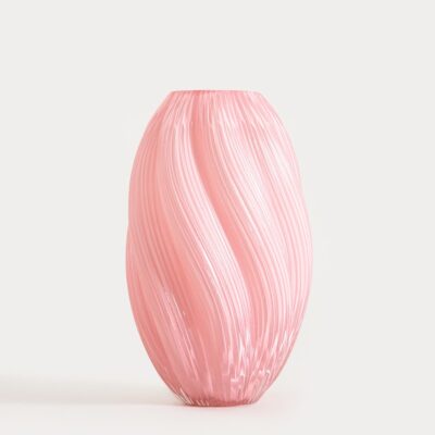 Vase | SWIRL | glass twisted pink | 17x26.5 cm | 750236