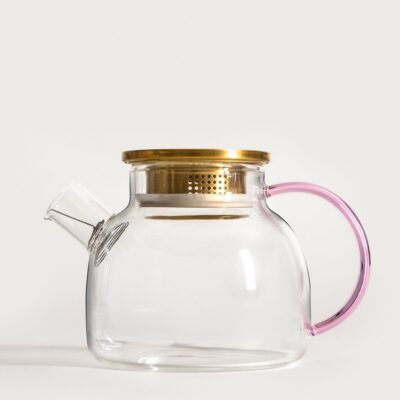 Jug | KUBBE | with pink handle and golden lid | 1 l | 752469