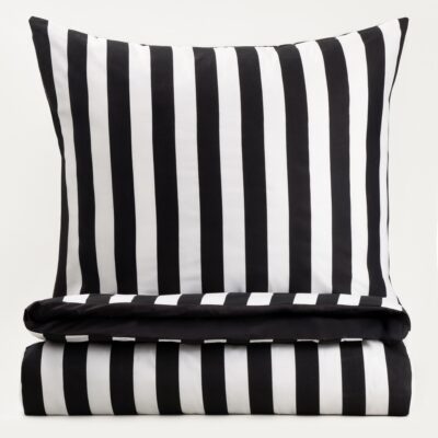 RAYAS | Постельное белье из микрофибры с черно-белыми полосками | 140x200 + 1*70x80 см | 755798