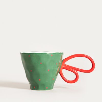 Kubek | LISSA | zielony z dużym czerwonym uchem | 0,3 l | 757075