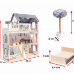KX6201 Domek dla lalek MDF drewniany z akcesoriami LED 80cm czar