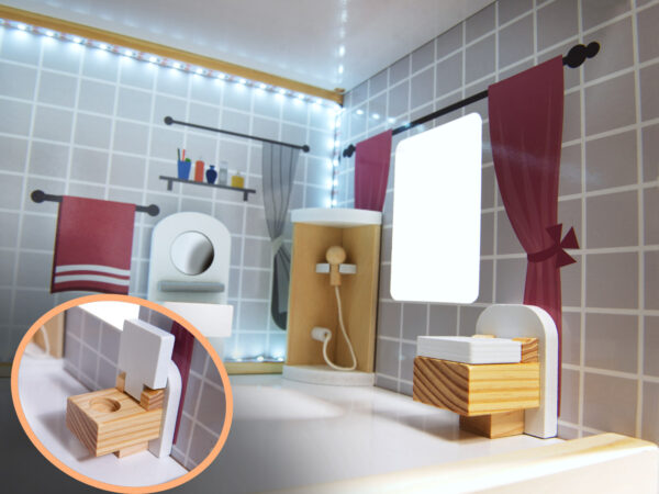 KX6201 Domek dla lalek MDF drewniany z akcesoriami LED 80cm czar KX6201 Domek dla lalek MDF drewniany z akcesoriami LED 80cm czar