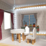 KX6201 Domek dla lalek MDF drewniany z akcesoriami LED 80cm czar