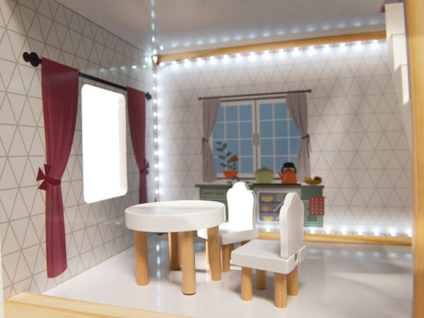 KX6201 Domek dla lalek MDF drewniany z akcesoriami LED 80cm czar KX6201 Domek dla lalek MDF drewniany z akcesoriami LED 80cm czar