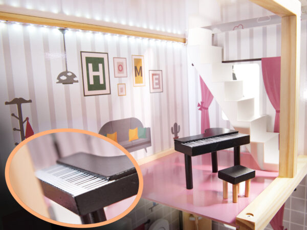 KX6201 Domek dla lalek MDF drewniany z akcesoriami LED 80cm czar KX6201 Domek dla lalek MDF drewniany z akcesoriami LED 80cm czar