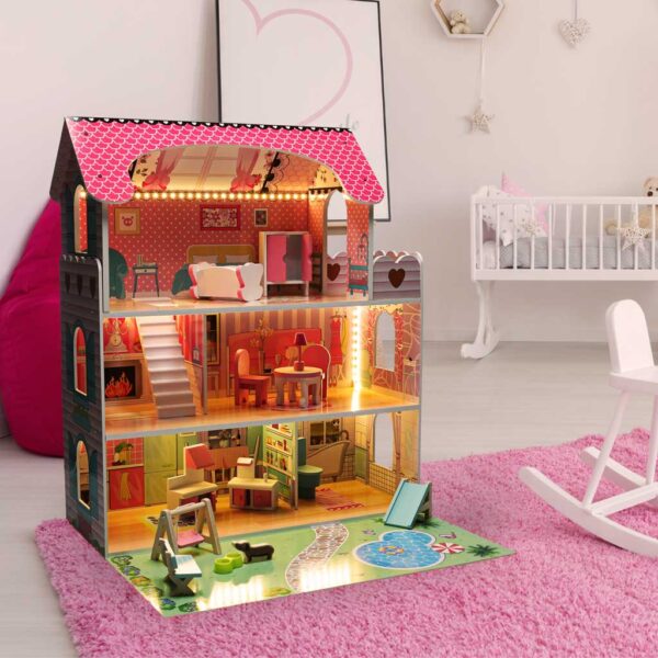 Domek-dla-lalek-drewniany-Lulilo-Gardeno-z-ogrodkiem-mebelki-70cm-rozowy-LED-176197 Domek-dla-lalek-drewniany-Lulilo-Gardeno-z-ogrodkiem-mebelki-70cm-rozowy-LED-176197