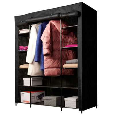 Textile closet fabric folding closet for clothes XXL black