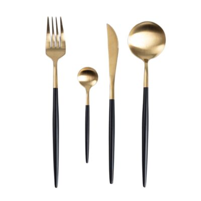 Cutlery Set | NOIA | gold with black finish | 4 pcs | 725678