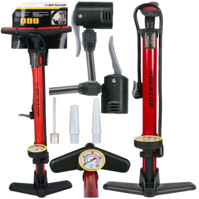 DUNLOP BIKE PUMP 230 PSI (16Bar) WITH MANOMETER RED
