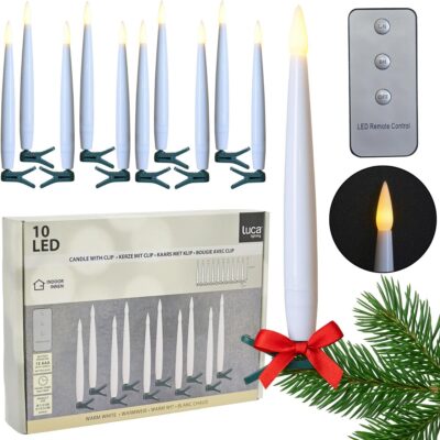 CHRISTMAS TREE LIGHTS CANDLES ON A CLIP 10 LED WARM WHITE LUCA