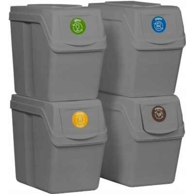 TRASH GARBAGE CAN 20 L SORTIBOX SET4 PCS. GRAY STONE