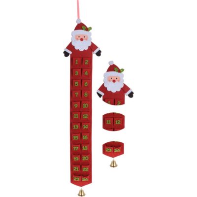 RED FELT ADVENT CALENDAR RED SANTA CLAUS