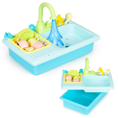 Sink with Faucet Fillable with Water 12 Accessories Toy for Children