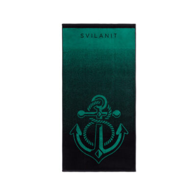 Beach towel Green Anchor, 80 x 160 cm