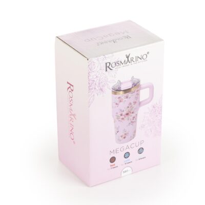 Thermal tumbler Rosmarino MegaCup Roses 580 ml – pink
