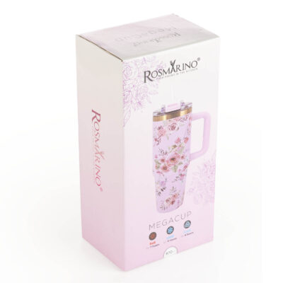 Thermal tumbler Rosmarino MegaCup Roses 870 ml – pink