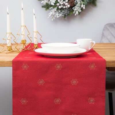 Table runner | STELLE | golden snowflakes red | 40x160 cm | XM22 944714