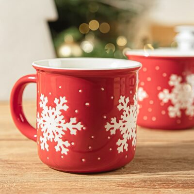 Mug | TRINKIE | red with snowflake, 2 pcs | 0.36 l | 802107