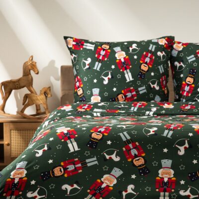 Bedding | AITONA | microfibre green with Christmas motif | 220x200 + 2*70x80 cm | 712982