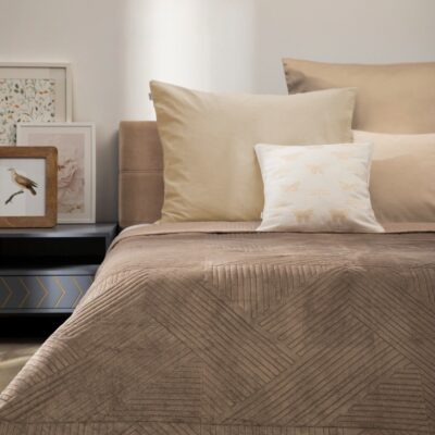 AURUM | gold velvet quilted bedspread | 220x240 cm | 745577
